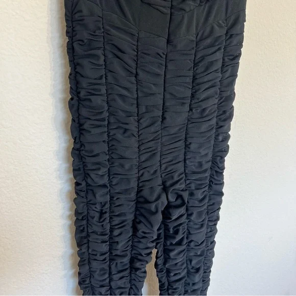 I.AM.GIA Ophelia black strapless mesh ruched jumpsuit club party festival medium